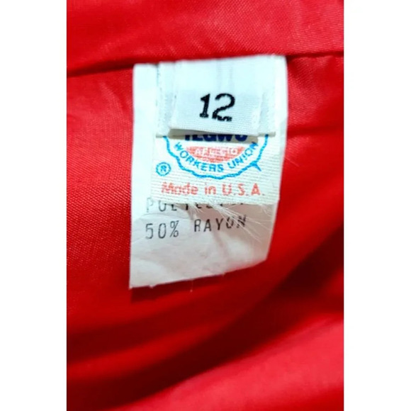 Vtg Raul Blanco Dress 12 Deadstock Red Secretary Dress Woven Gold Buttons Classy - Picture 11 of 16